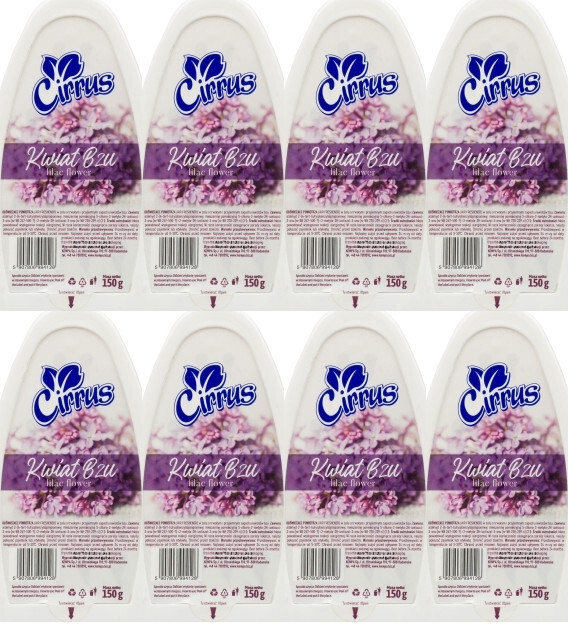 8x Odświeżacz powietrza Cirrus, kwiat bzu, żel, 150g