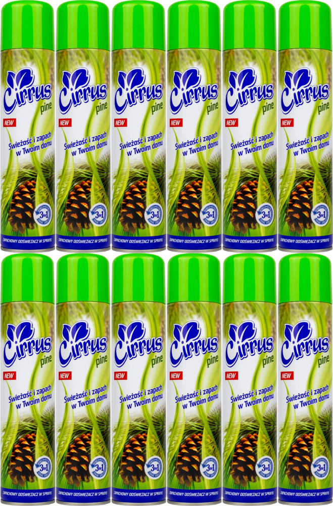 12x Odświeżacz powietrza Cirrus, spray, pine, 300ml