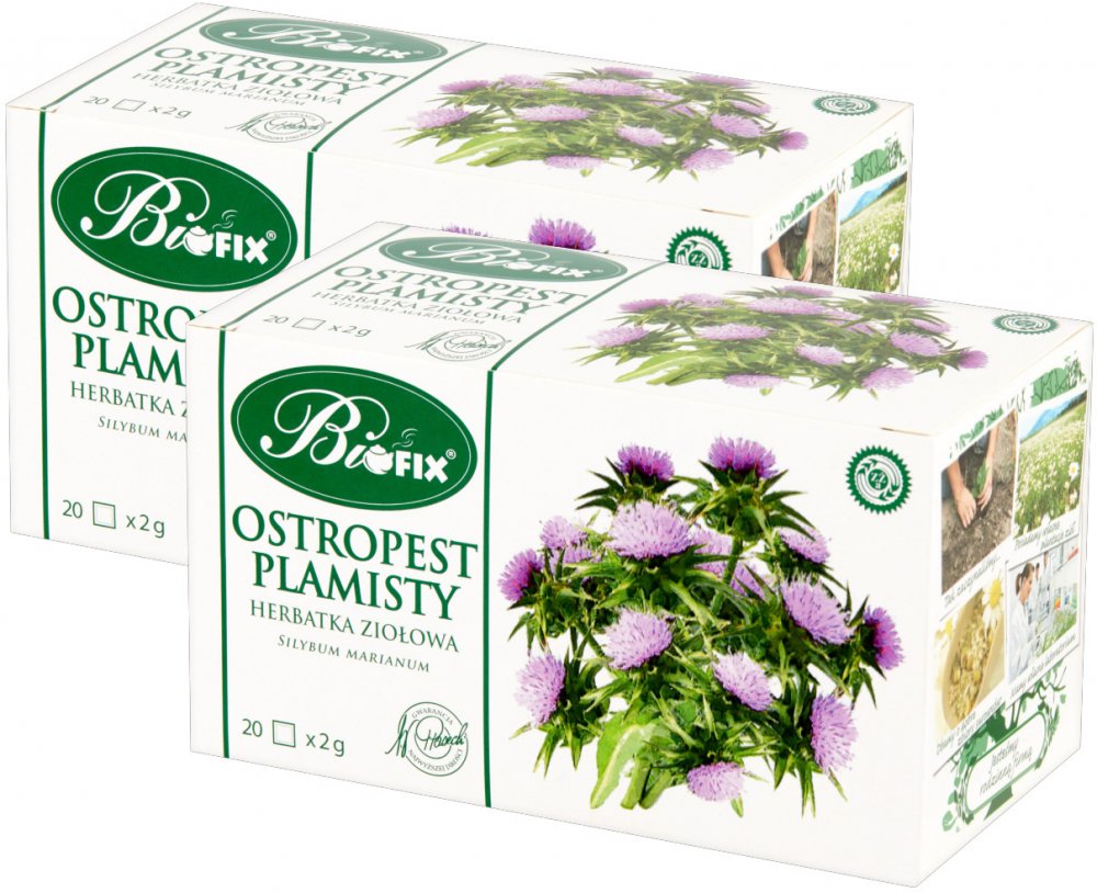 2x Herbata ziołowa w torebkach BiFix, ostropest plamisty, 20 sztuk x 2g