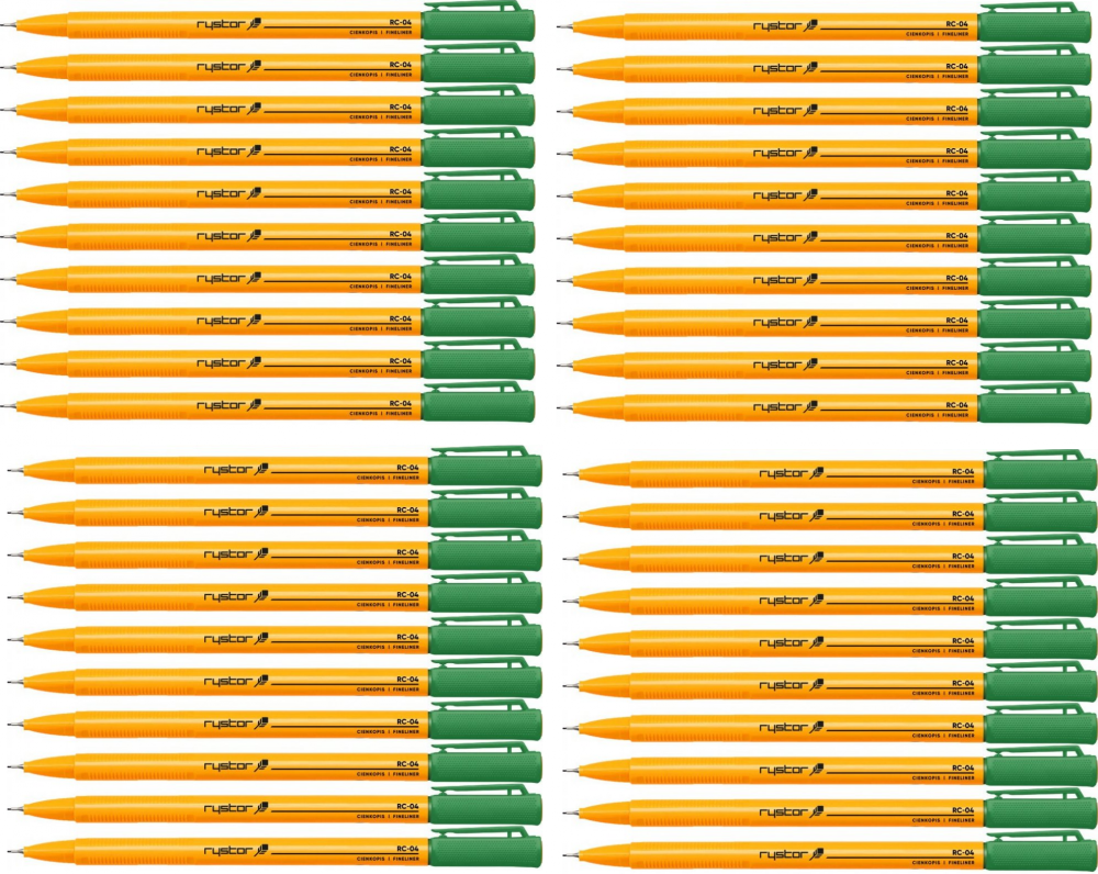 50x Cienkopis Rystor, RC-04, 0.4mm, zielony