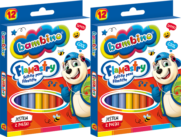2x Flamastry Bambino Zwierzaki Uczniaki, 12 sztuk, mix kolorów