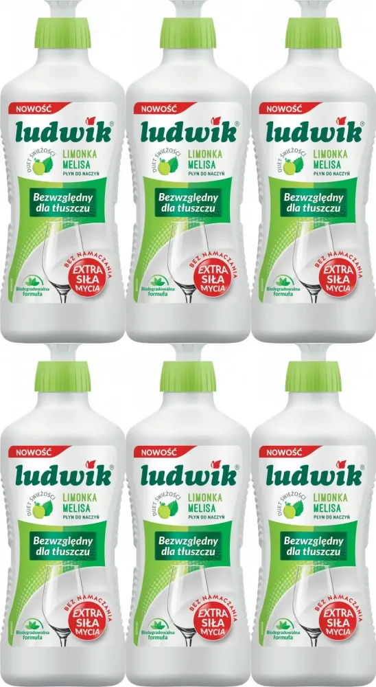 6x Płyn do mycia naczyń Ludwik, limonka z melisą, 900g