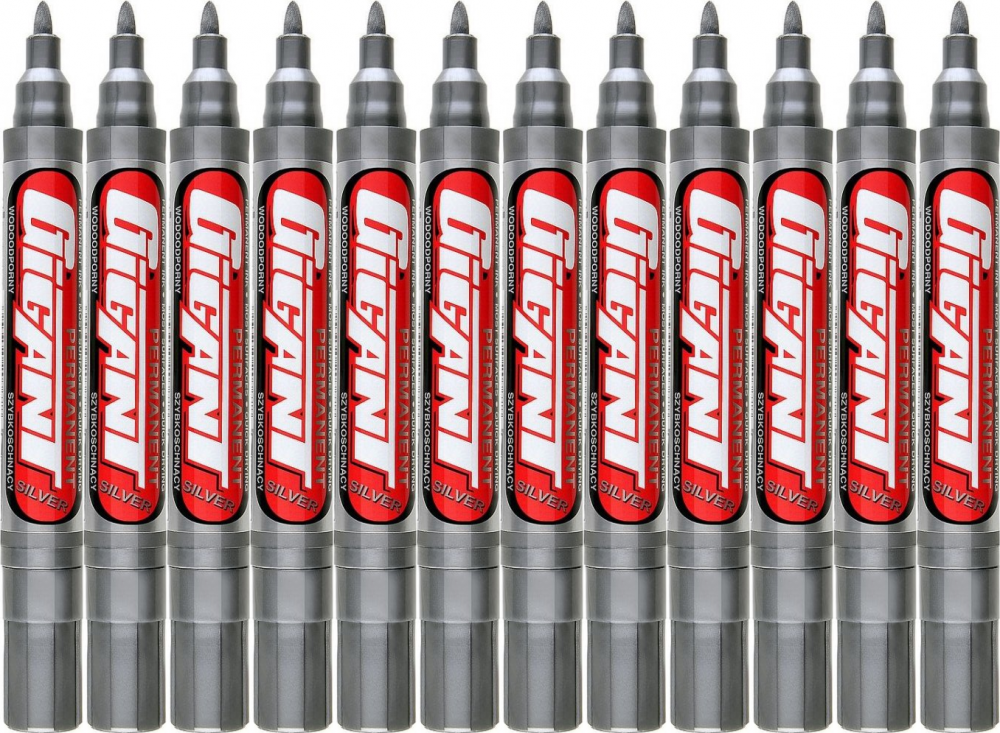 12x Marker permanentny Kamet Gigant, okrągła, 5mm, srebrny