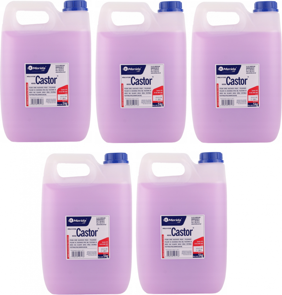 5x Mydło w płynie Merida Castor, liliowy, zapas, 5l