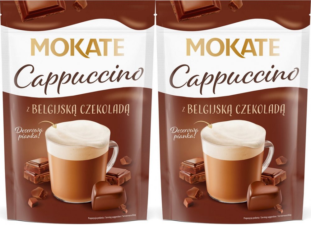 2x Kawa rozpuszczalna Mokate Cappuccino, z belgijską czekoladą, 110g