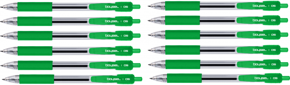 12x Długopis żelowy automatyczny Rystor, Boy Gel, 0.5mm, zielony
