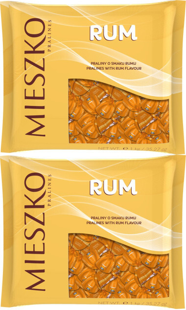 2x Praliny Mieszko Klejnoty Rum, czekoladowy z nadzieniem o smaku rumu, 1kg