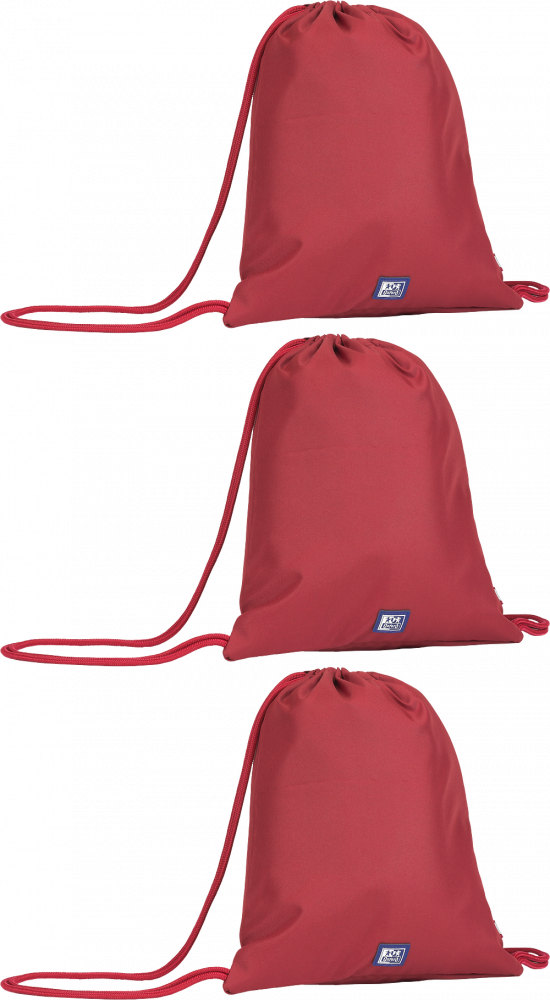 3x Worek na buty Oxford School, 46x36cm, żurawinowy