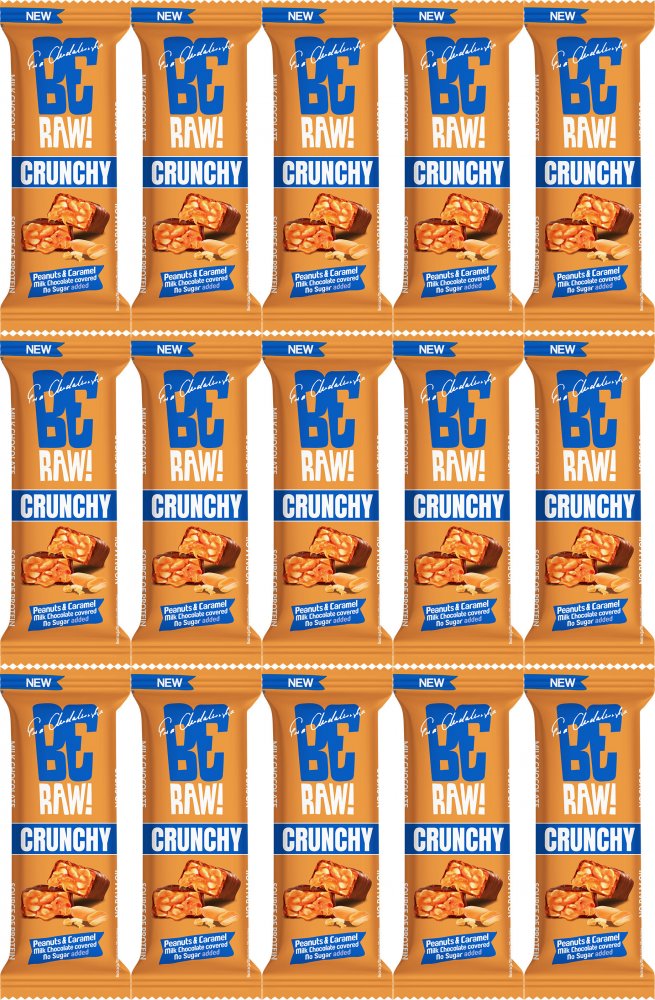 15x Baton BeRAW Crunchy, Peanuts & Caramel, 40g