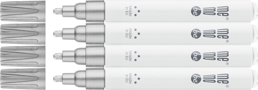 4x Marker olejowy MemoBe MM301, okrągła, 2-4mm, srebrny