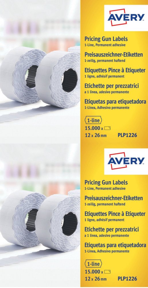 2x Etykiety cenowe Avery Zweckform, 12x26 mm, 1500 sztuk, 10 rolek, biały