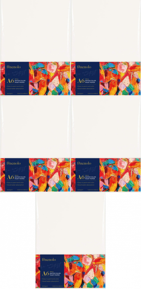 5x Papier akwarelowy Deli Finenolo, A6, 300g/m2, 16 kartek, biały