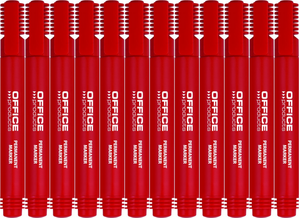 12x Marker permanentny Office Products, okrągła, 1-3mm, czerwony