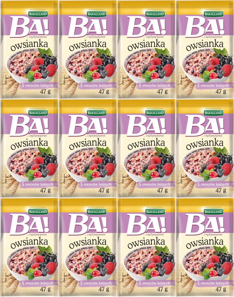 12x Owsianka z 5 owocami leśnymi Bakalland, 47g