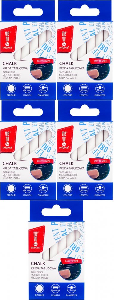 5x Kreda tablicowa MemoBe, 12 sztuk, biały