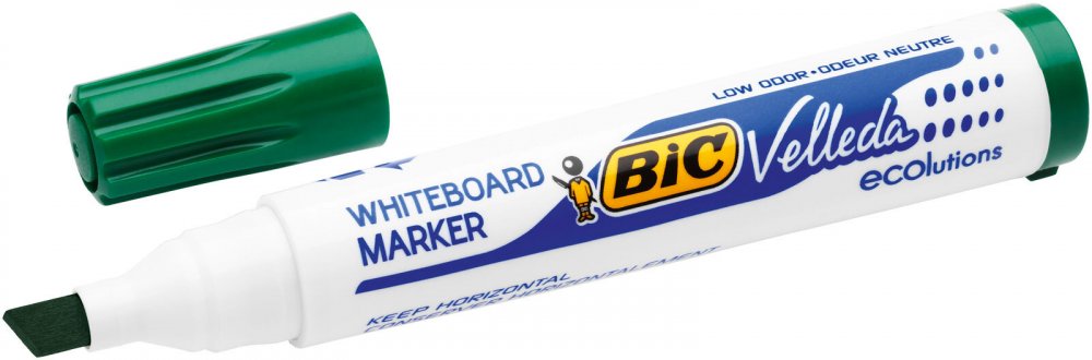 Marker suchościeralny Bic, Velleda ECOlutions, ścięta zielony