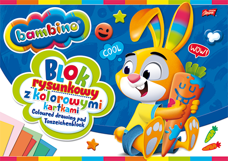 Blok rysunkowy Bambino Zwierzaki Uczniaki, A4, 16 kartek, kolorowy