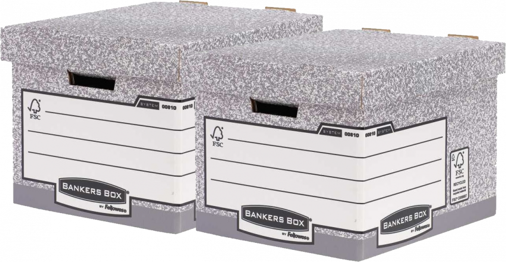 2x Pudło archiwizacyjne Fellowes Bankers Box, ze zdejmowanym wiekiem, 340x295x405mm, szary