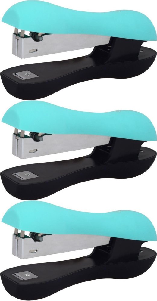 3x Zszywacz biurowy MemoBe Soft Touch, do 16 kartek, miętowo-czarny