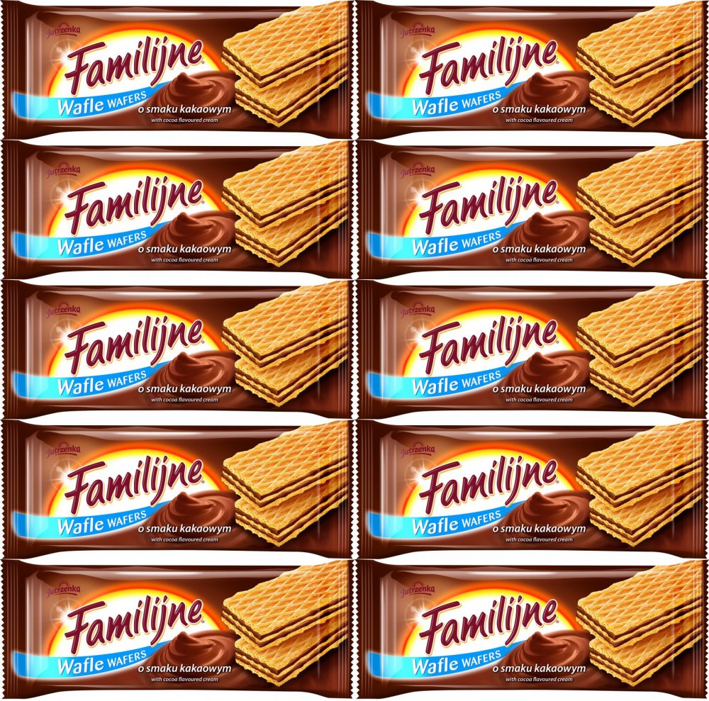 10x Wafle Familijne, kakaowy, 180g