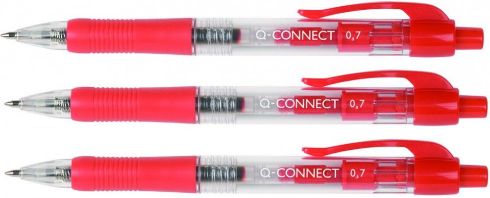 3x długopis automatyczny Q-Connect, 1mm, czerwony