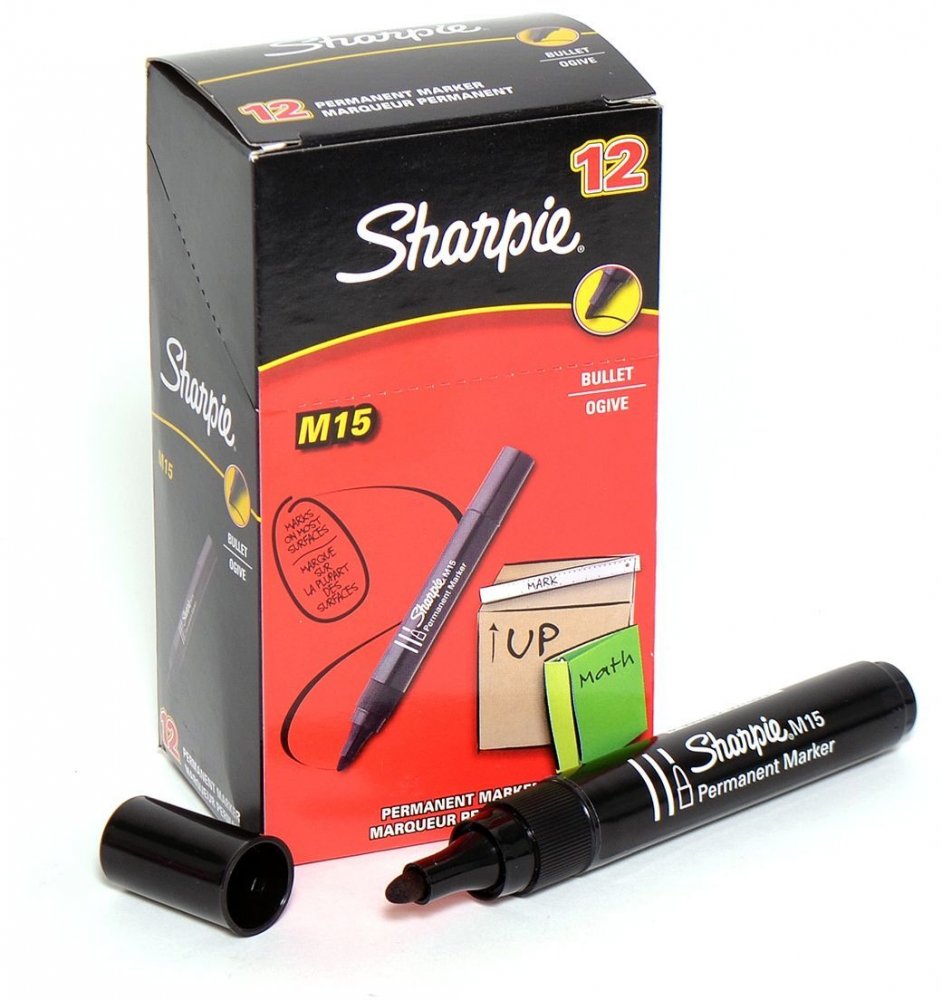 12x Marker permanentny Sharpie M15, okrągła, 2 mm, czarny
