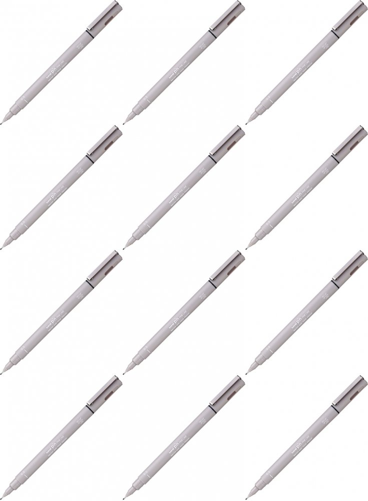12x Cienkopis kreślarski Uni PIN-200, 0.5mm, jasnoszary