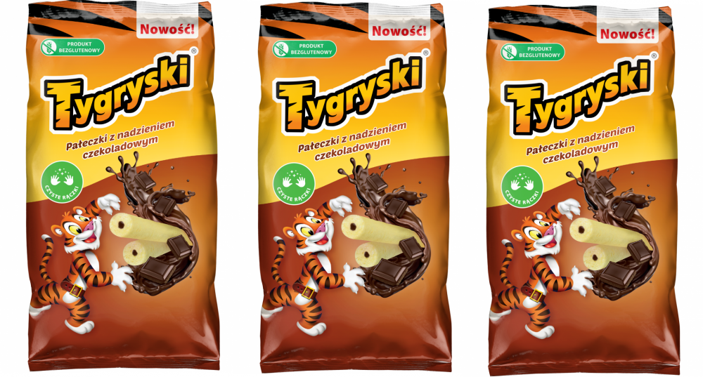 3x chrupki kukurydziane Tygryski, z nadzieniem czekoladowym, 70g