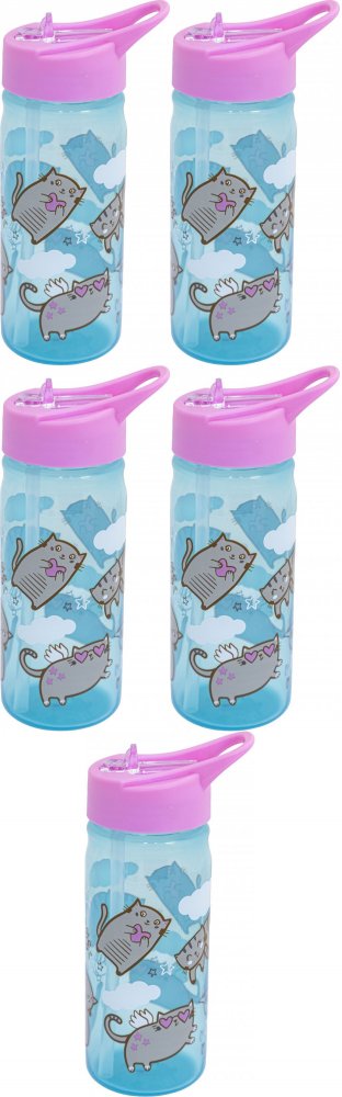 5x Bidon na wodę Astra Aqua Pure Cute Meow, z rurką, 450ml, bez BPA