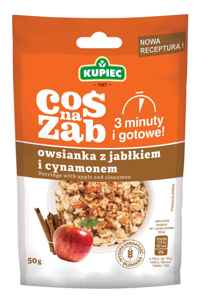 Owsianka Kupiec Coś na ząb, jabłko/cynamon, 50g