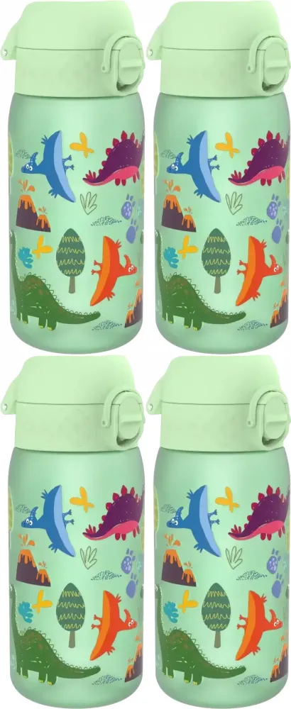 4x Bidon ION8 Dinozaurus, recyclon/tritan, 350ml, zielony