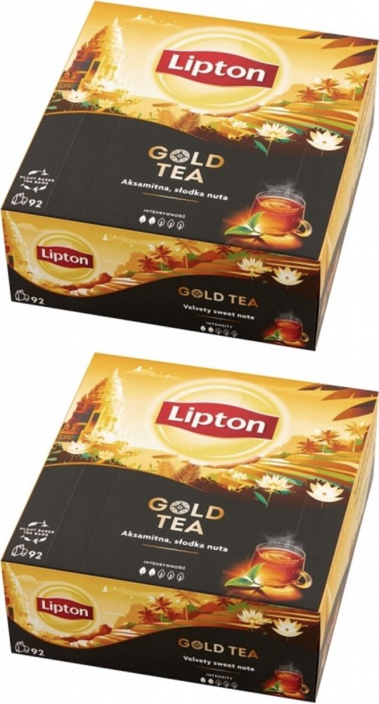 2x Herbata czarna aromatyzowana w torebkach Lipton Gold Tea, 92 sztuki x 1.5g