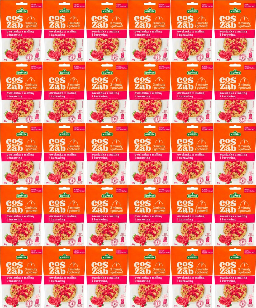 42x Owsianka Kupiec Coś na ząb, malina/żurawina, 50g