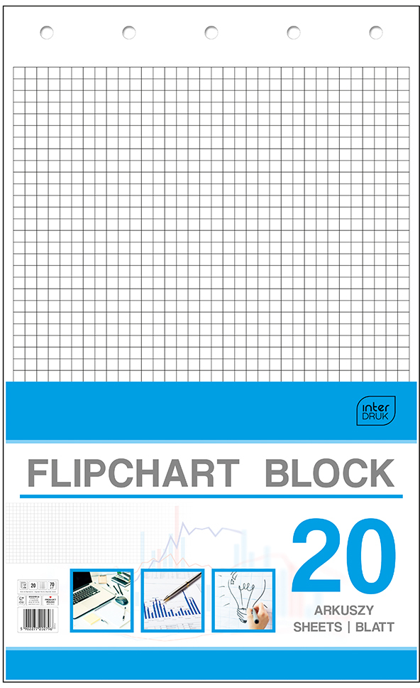 Blok do flipchartów Interdruk,100x64cm, w kratkę, 20 kart