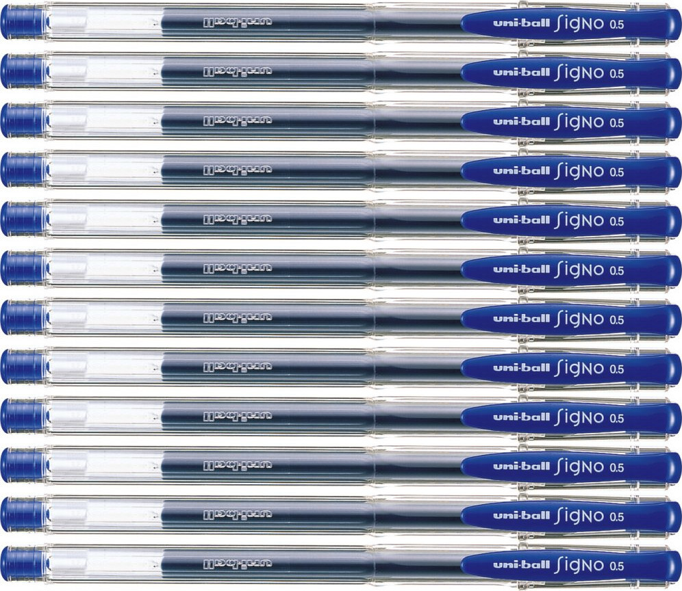 12x Pióro żelowe Uni, UM-100, 0.3 mm, niebieski