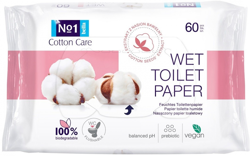 Papier toaletowy nawilżany Bella Cotton Care, 60 sztuk