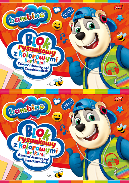 2x Blok rysunkowy Bambino Zwierzaki Uczniaki, A4, 16 kartek, kolorowy