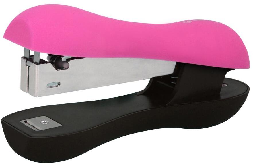 Zszywacz biurowy MemoBe Soft Touch, do 16 kartek, różowo-czarny