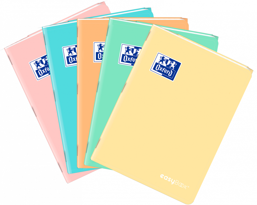 5x Zeszyt w kratkę Oxford easyBook, A4, 60 kartek, mix kolorów pastelowych