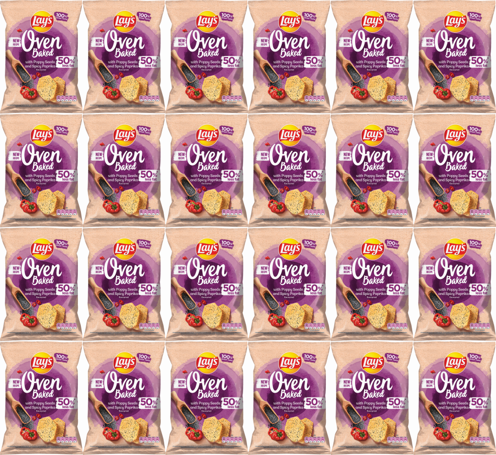 24x Chipsy Lay's Oven Baked Poppy Seeds and Spicy Paprika, z makiem, ostra papryka, 110g