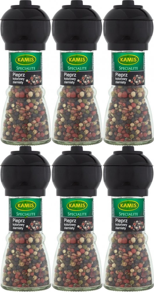 6x Pieprz kolorowy ziarnisty Kamis, w młynku, 36g