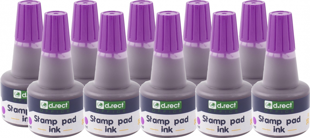 10x tusz do stempli D.Rect, 30ml, fioletowy