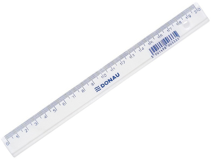 Linijka plastikowa Donau, 20cm, transparentny