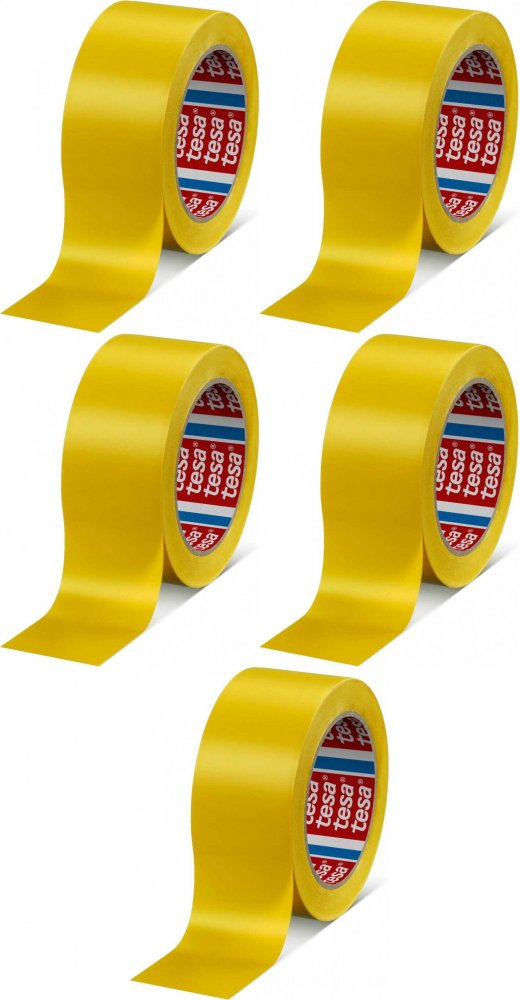 5x Taśma ostrzegawcza Tesa Professional 60760, 33mx50mm,PVC, żółty