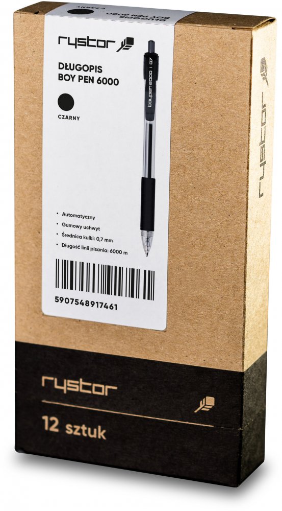 12x Długopis automatyczny Rystor, Boy Pen, 0.7mm, czarny