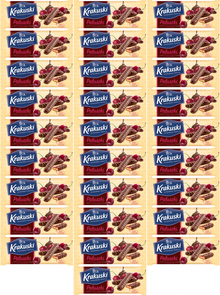 28x Ciastka paluszki z galaretką Krakuski, wiśniowy, 144g