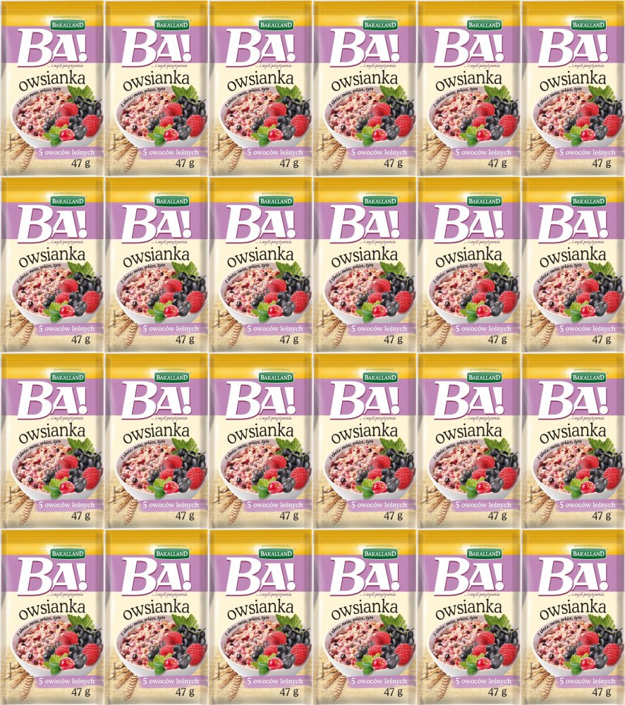24x Owsianka z 5 owocami leśnymi Bakalland, 47g