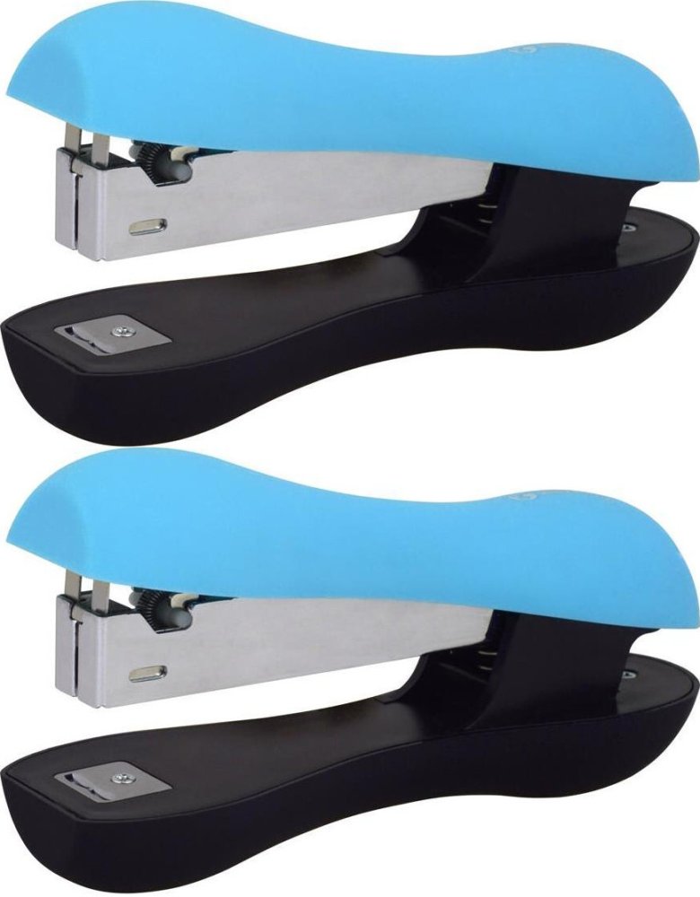 2x Zszywacz biurowy MemoBe Soft Touch, do 16 kartek, niebiesko-czarny