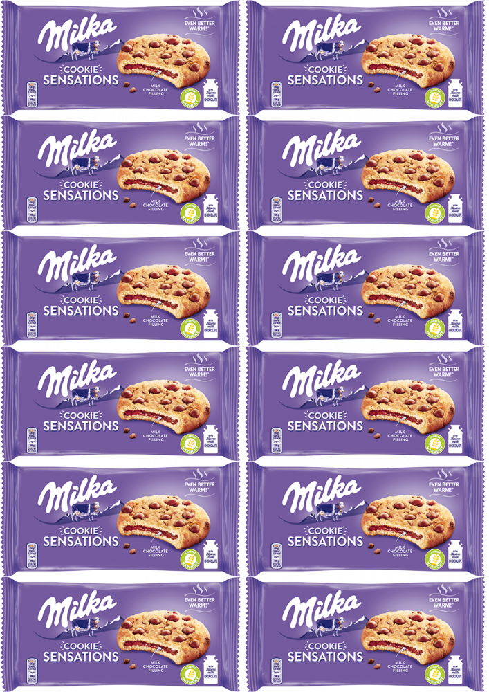 12x Ciastka Milka Sensations Choco Inside, kakaowe z czekoladą, 156g