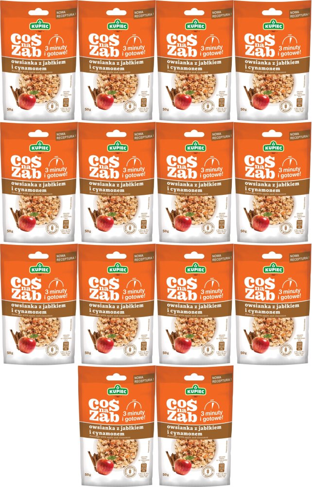 14x Owsianka Kupiec Coś na ząb, jabłko/cynamon, 50g